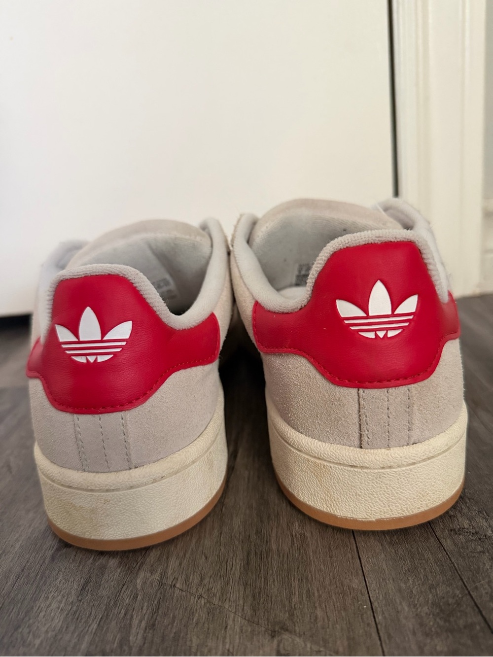 adidas campus Cream Suede Sneakers with Red Stripes - Picture 3 of 4